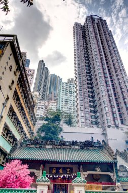 Hong Kong - January 2019 : Historical center skyline in cloudy weather