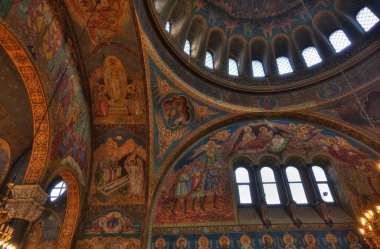 Sofia, Bulgaria - April 2021 : Historical center in springtime
