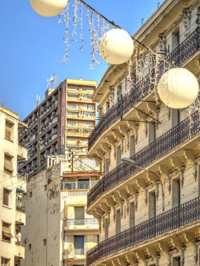 Algiers, Algeria - March 2020 : Colonial architecture in sunny weather, HDR Image
