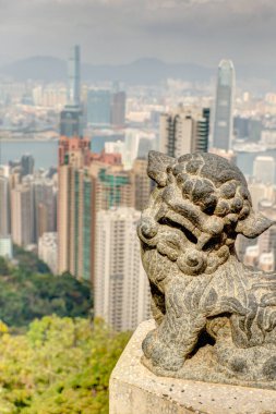 Hong Kong - January 2019 : Historical center skyline in cloudy weather