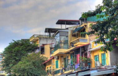 Hanoi, Vietnam - November 2020 : City center in cloudy weather