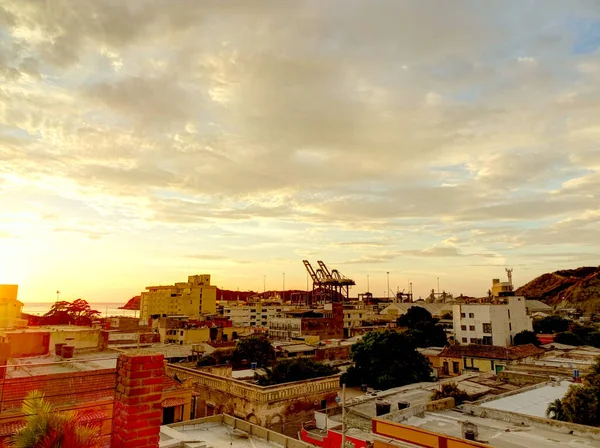 Santa Marta Colombia April 2019 City Center Dusk — ストック写真