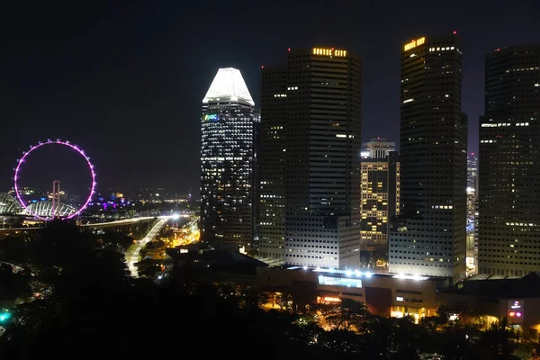 Singapore March 2019 Skyline Night — 스톡 사진