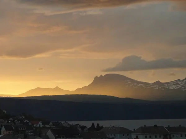 Beautiful Sunset View Landscape Narvik Arctic Norway — Stock Fotó