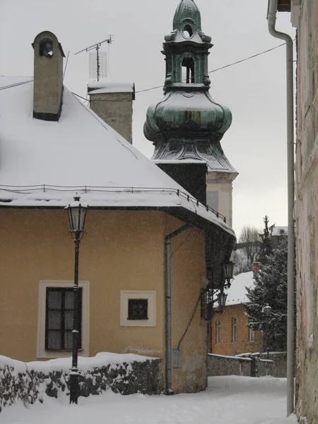 Banska Stiavnica Slovakia December 2014 Historical Center Wintertime — Foto de Stock