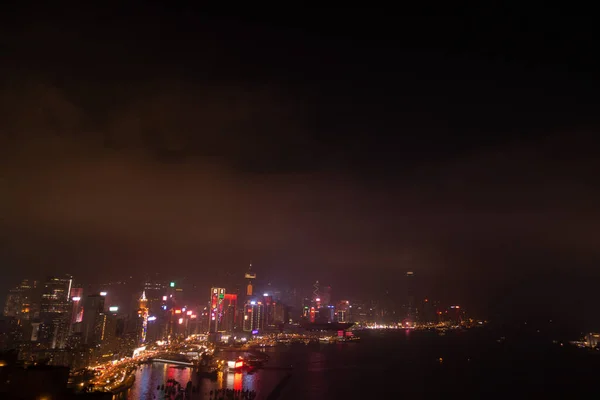 Hong Kong February 2018 View Hong Kong Harbour Cloudy Weather — 스톡 사진