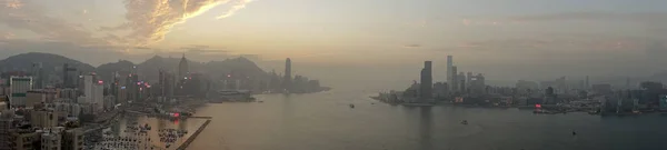 Hong Kong February 2019 Panorama Harbour Sunset — 스톡 사진