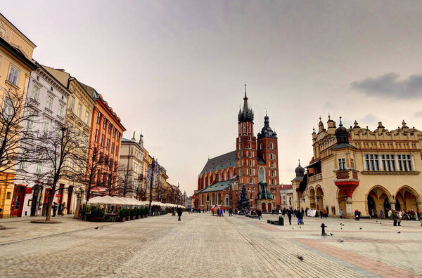 Krakow, Poland - August 2021: Old Town in cloudy weather