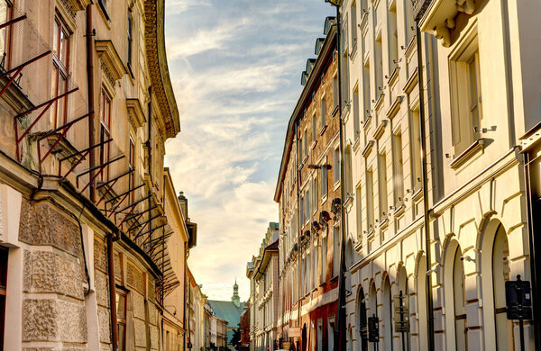 Krakow, Poland - August 2021: Old Town in cloudy weather