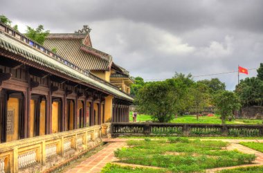 Hue, Vietnam - November 2020 : Citadel in cloudy weather, HDR Image