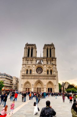 Paris, France - April 2019 : Notre Dame cathedral in cloudy weather