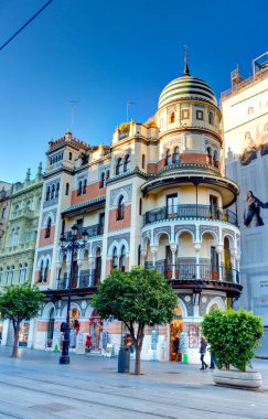 Sevilla, Spain - January 2019 : Historical center in sunny weather