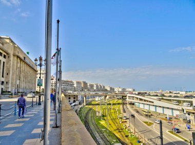 Algiers, Algeria - March 2020 : Colonial architecture in sunny weather, HDR Image