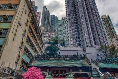 Hong Kong - January 2019 : Historical center skyline in cloudy weather