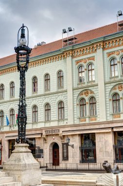 Pecs, Hungary - March 2017: Historical  center in cloudy weather, HDR                  