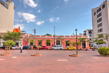 Santa Marta, Colombia - April 2019 : Historical center in sunny weather