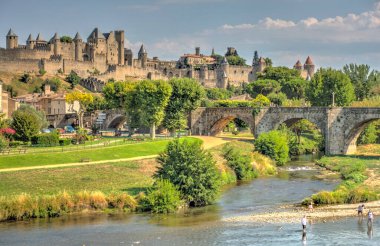 FOIX, FRANCE - AUGUST 2019: Historical center in summertime, HDR image