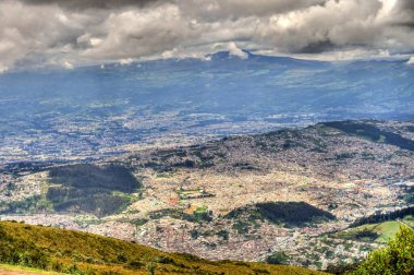 Quito, Ecuador aerial moutains view on the city 