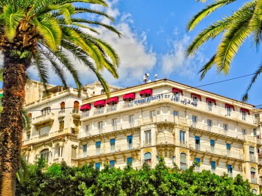 Algiers, Algeria - March 2020 : Colonial architecture in sunny weather, HDR Image