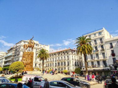 Algiers, Algeria - March 2020 : Colonial architecture in sunny weather, HDR Image