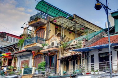 Hanoi, Vietnam - November 2020 : City center in cloudy weather