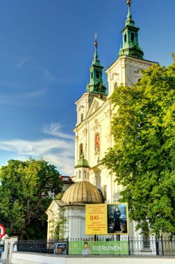 Krakow, Poland - August 2021: Historical center in sunny weather