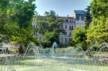 Sofia, Bulgaria - April 2021 : Historical center in springtime