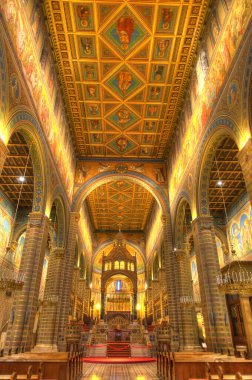 Pecs, Hungary - March 2017: Historical  center in cloudy weather, HDR                  