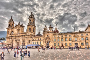 Bogota, Colombia - April 2019 : Bolivar Square in cloudy weather