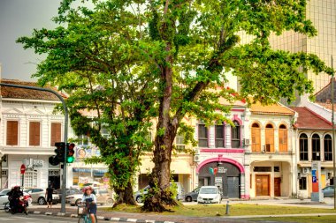 Penang, Malaysia - March 2019 : Historical center in springtime