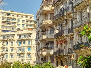 Algiers, Algeria - March 2020 : Colonial architecture in sunny weather, HDR Image