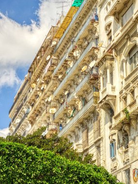 Algiers, Algeria - March 2020 : Colonial architecture in sunny weather, HDR Image