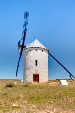 CAMPO DE CRIPTANA, SPAIN - MAY 2019: Picturesque village in La Mancha in summertime