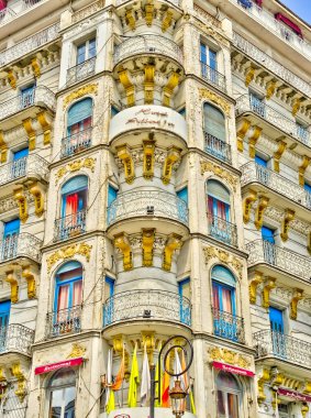 Algiers, Algeria - March 2020 : Colonial architecture in sunny weather, HDR Image