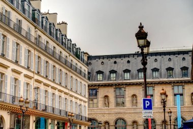 Paris, France - May 2019 : Marais district in cloudy weather