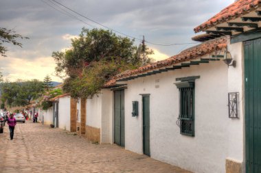 Villa de Leyva, Colombia - May 2019 : Picturesque colonial village in cloudy weather