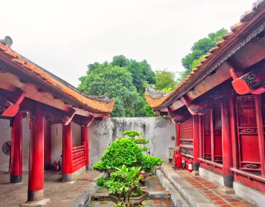 Hanoi, Vietnam - November 2020 : City center in cloudy weather