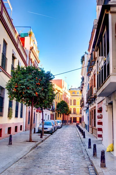 Sevilla, Spain - January 2019 : Historical center in sunny weather