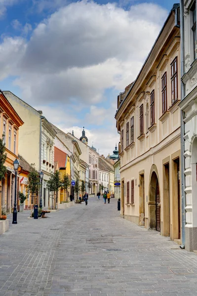 Pecs, Hungary - March 2017: Historical  center in cloudy weather, HDR                  