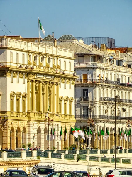 Algiers, Algeria - March 2020 : Colonial architecture in sunny weather, HDR Image