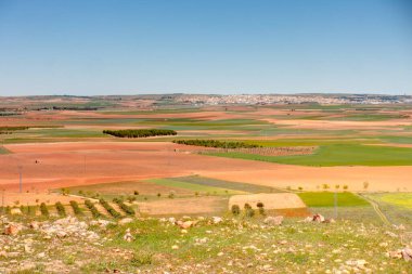 CAMPO DE CRIPTANA, SPAIN - MAY 2019: Picturesque village in La Mancha in summertime