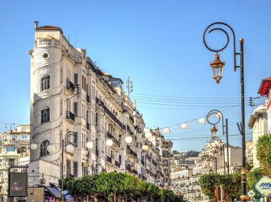 Algiers, Algeria - March 2020 : Colonial architecture in sunny weather, HDR Image