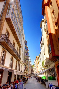 beautiful architecture in the old town La Coruna, Galicia, Spain