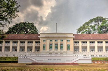 Singapore - March 2019 : City center in cloudy weather