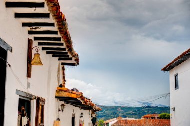 Villa de Leyva, Colombia - May 2019 : Picturesque colonial village in cloudy weather