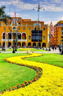 LIMA, PERU - APRIL 2018: Historical center in sunny weather