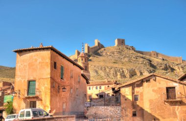 ALBARRACIN, SPAIN - JUNE 2019: Historical center in sunny weather, HDR image