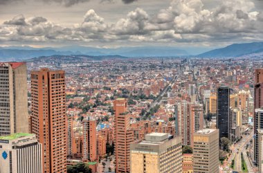 Bogota, Colombia - April 2019 : Cityscape in cloudy weather