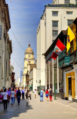 LIMA, PERU - APRIL 2018: Historical center in sunny weather