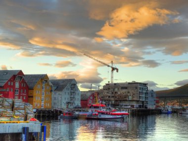 TROMSO, NORWAY - JULY 2015: City center in summertime, HDR image